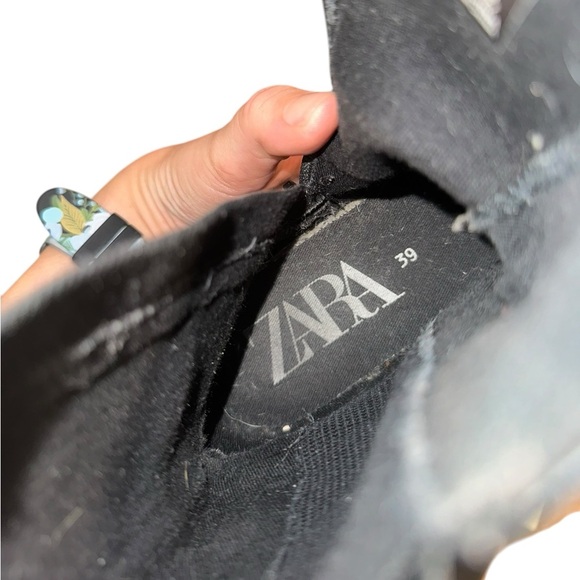 Zara | Black Leather Platform Lug Boots | Pull On | EU 39 / US 8.5 - Picture 8 of 8